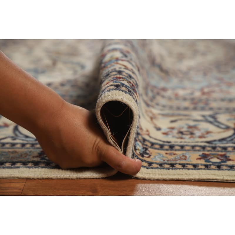 Hand Knotted Oriental 100% Wool Carpet Traditional Floral Beige & Ivories Nain Area Rug - 11' 5'' X 8' 0''