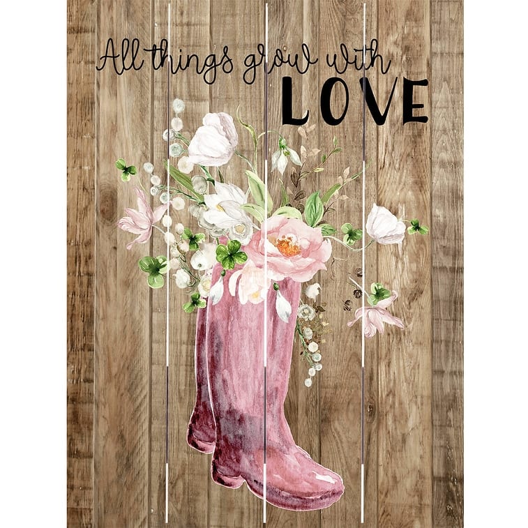 Wood Wall Art - All Things Grow with Love - Bed Bath & Beyond - 32281580