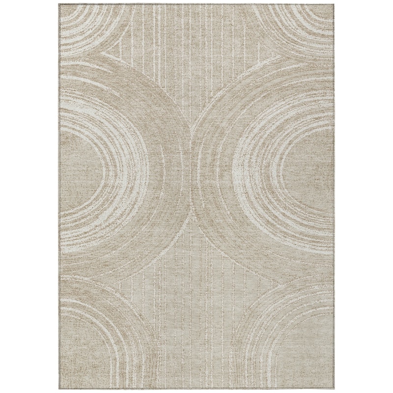 Machine Washable Indoor/ Outdoor Modern Trax Chantille Rug