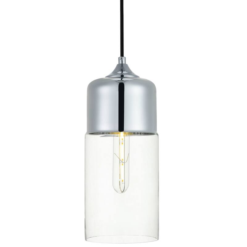 Elegant Lighting Ashwell Single Light 5" Wide Mini Pendant with Clear - Chrome / Clear