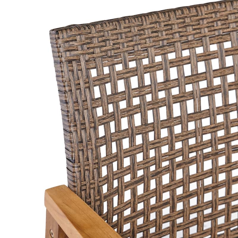 Hampton Outdoor Wood/Wicker Club Chair (Set of 2) by Christopher Knight Home