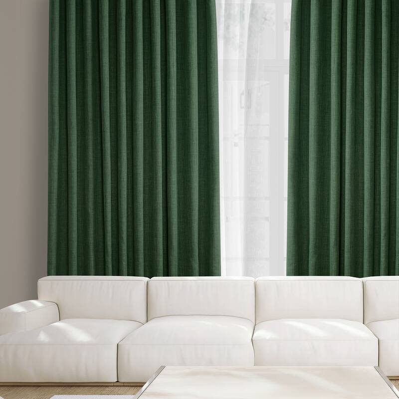 Exclusive Fabrics Faux Linen Extra Wide Room Darkening Curtain Panel