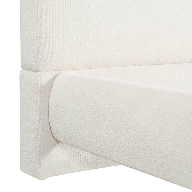 Christopher Knight Home - Modern Boucle Upholstered Platform Bed with Thick Headboard and Solid Wood Legs