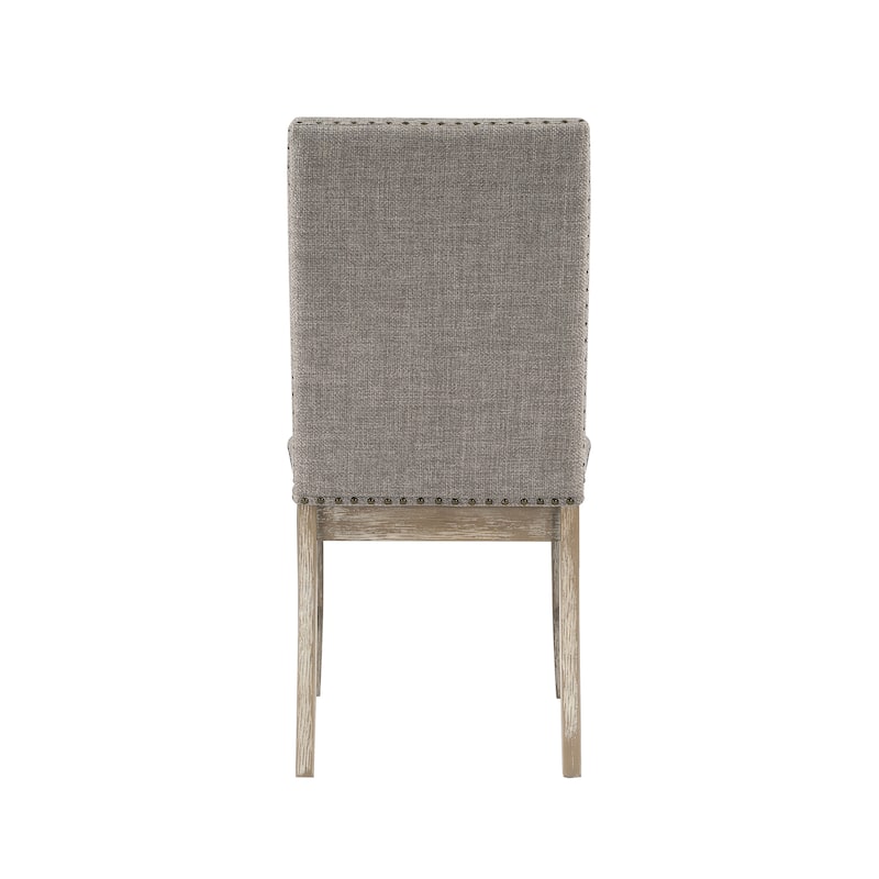 Upholstered Side Chairs Set Wooden Dining Furniture Light Gray Fabric
