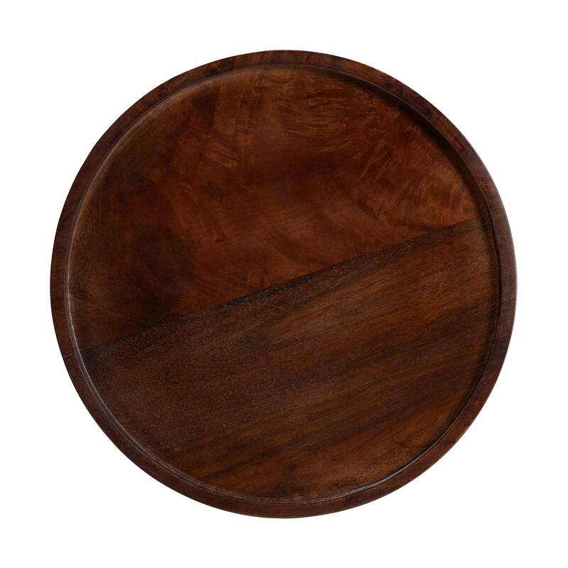 Janaki Drink Table with Marble Base - Compact Pedestal Accent Table with Tray Top for Living Room or Sofa Side