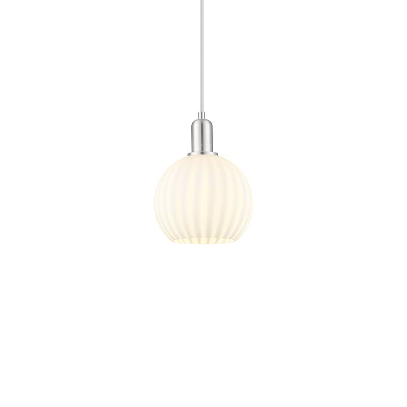 Innovations Lighting 716-1P-11-8 White Venetian Pendant White Venetian - Brushed Satin Nickel / White Venetian