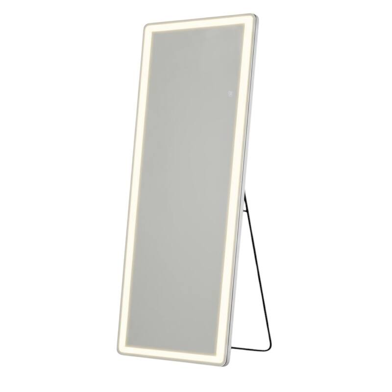 HomeRoots 71" Clear Lighted Freestanding and Wall Mount Frameless Full Length Mirror - 26.00 in. x 71.00 in. x 0.50 in.