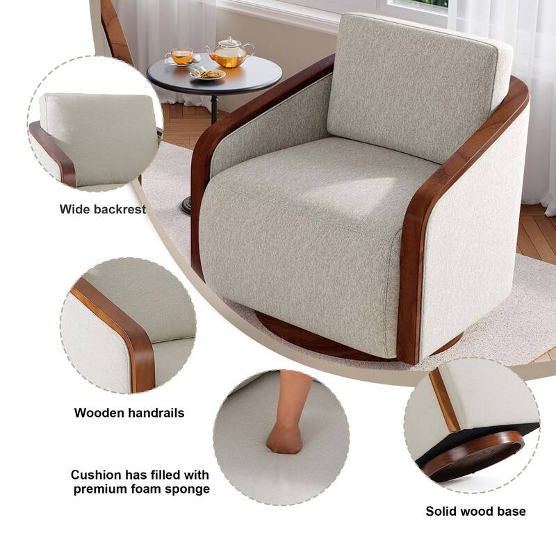 Chenille Modern 360°Swivel Barrel Chair Round Base