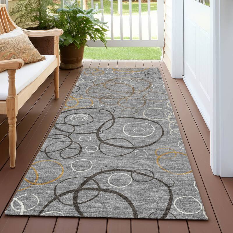 Machine Washable Indoor/ Outdoor Contemporary Nexus Chantille Rug - Gray - 2'3" x 7'6"