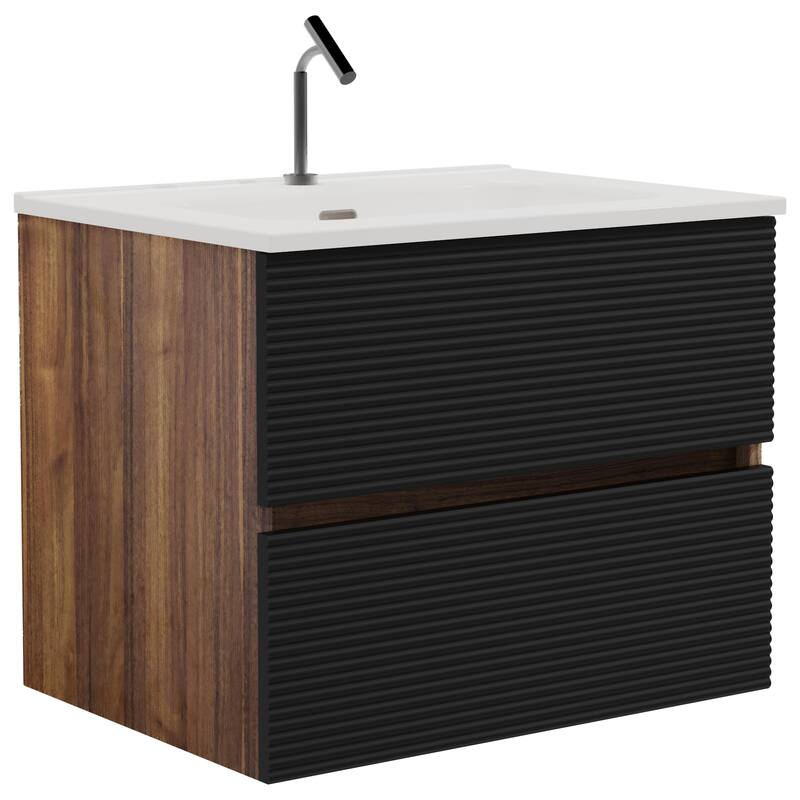 GDFStudio - Gloria Floating Bathroom Vanity with Integrated Ceramic Sink and Soft-Close Storage