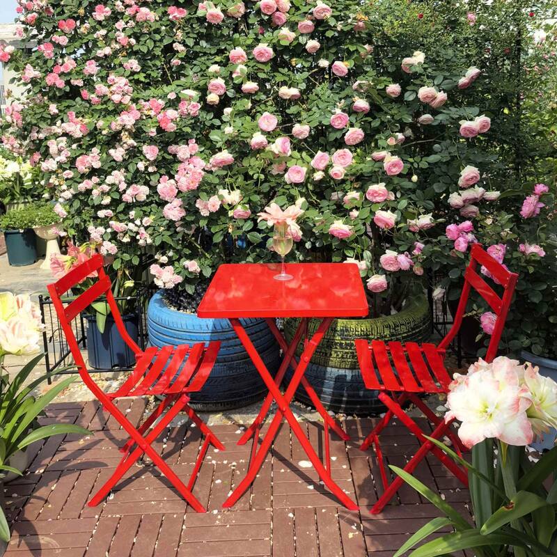 Portable Outdoor 3-Piece Folding Table and Chair Set for Balcony Patio Garden