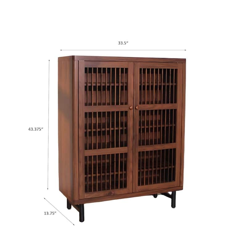 Rosetta 6-Tier Modern Wooden Shutter Design Shoe Rack Cabinet with Adjustable Shelves, Sturdy Metal Legs