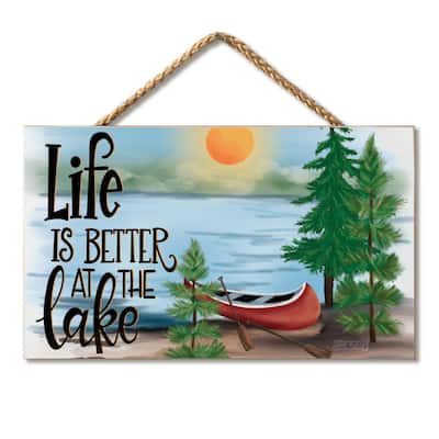 Life Better Hanging Wood Sign 9.5" x 5.75" Made in the USA - Multi