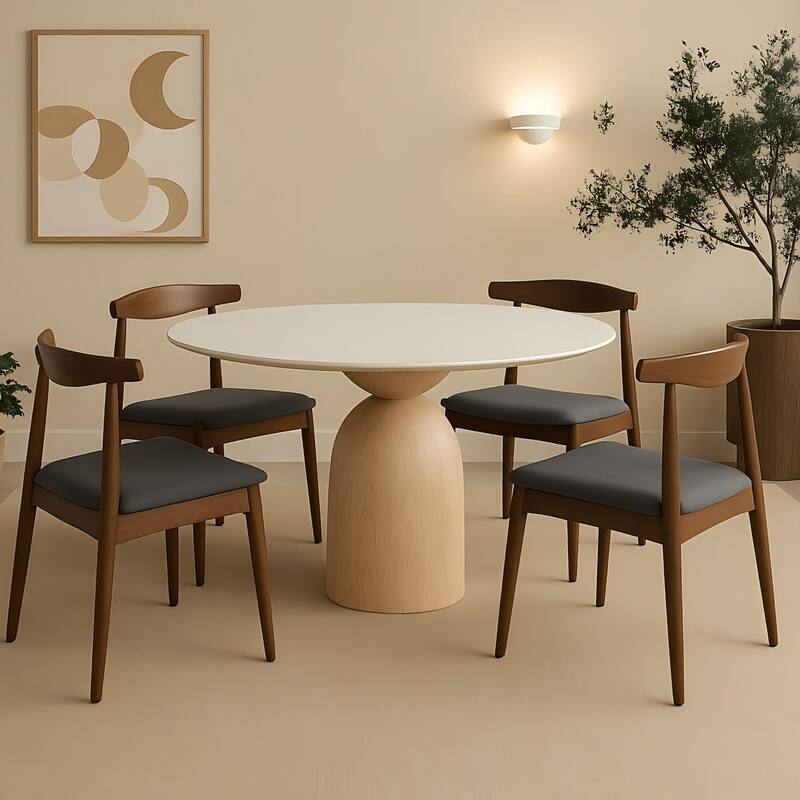 Mid Century Dining Room Chairs Set of 2,Wood and Fabric Upholstered For Dining Chairs