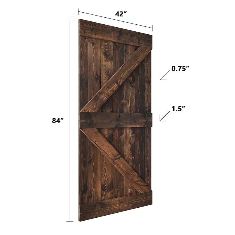 Coast Sequoia 48in/60in/72in/76in/84in x 84in K Series Pine Wood Double Sliding Barn Door With Hardware Kit