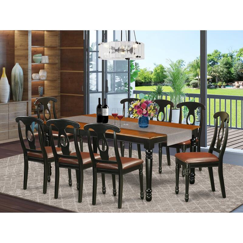 East West Furniture Dining Table Set- a Rectangle Dining Room Table and Kitchen Chairs, Black & Cherry (Pieces & Seat Option) - DOKE9-BCH-LC