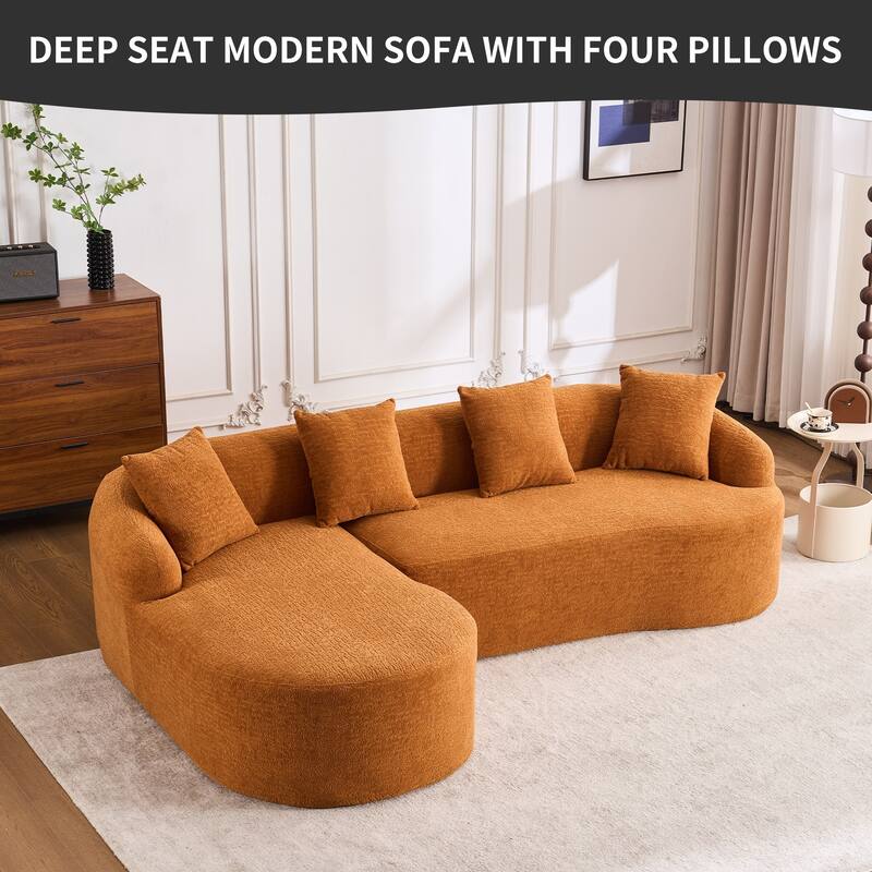 Full Compression Sponge L-Shape Sectional Sofa with Curved Chaise