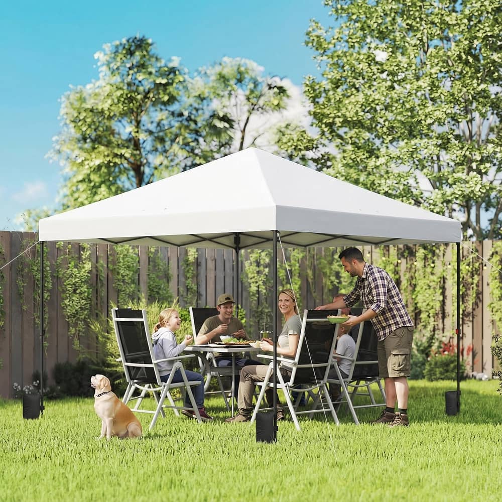 Outsunny 10 x 10 ft Pop Up Canopy Tent with One Push Setup, Easy Setup Outdoor Portable Instant Canopy Shelter