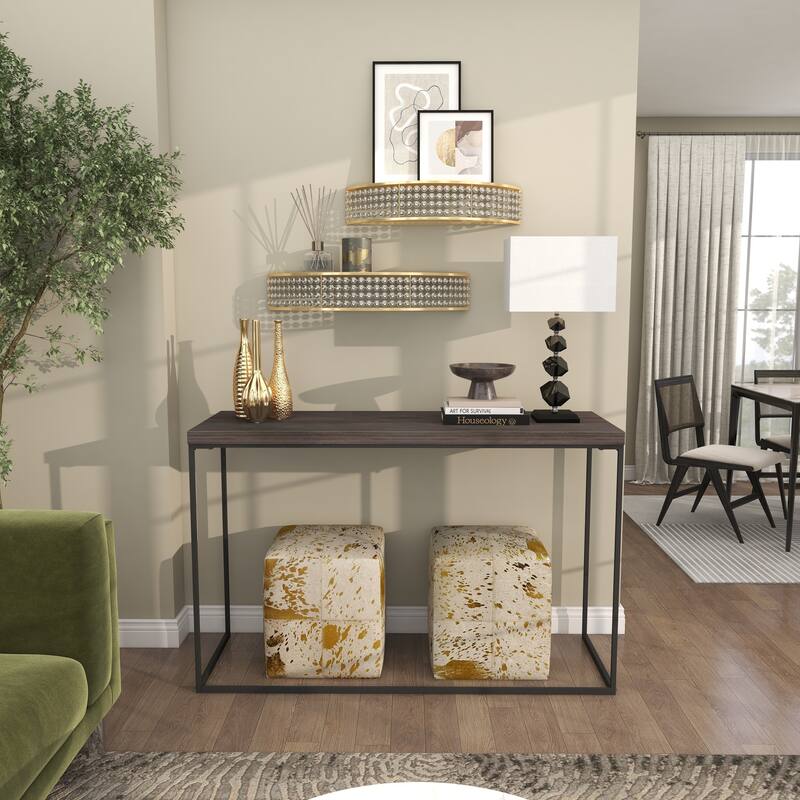 Gold Metal Half-Moon Wall Shelf with Crystal Embellishments (Set of 2)