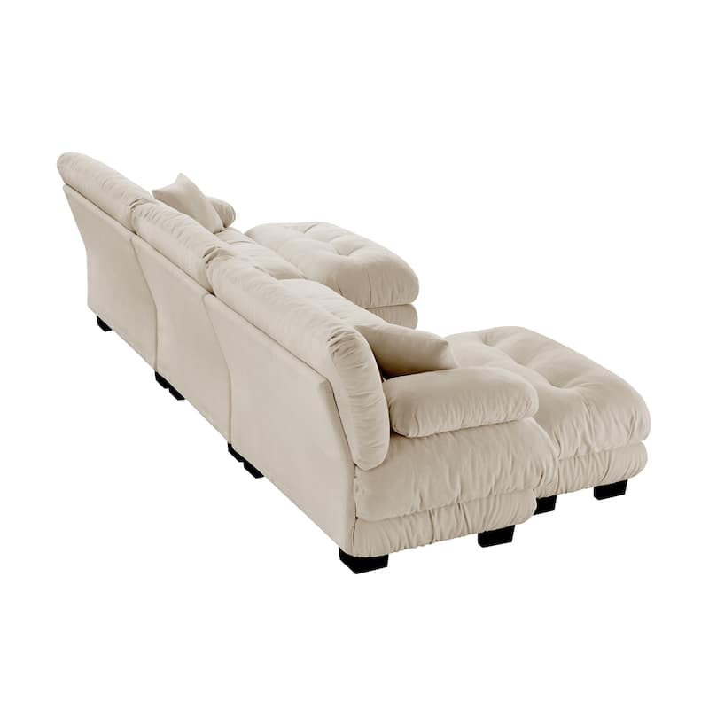 133.8" 3 Seater Modular Sofa, Oversized Upholstered Sectional Couches for Living Room, Chenille Fabric Couch Set with Ottoman