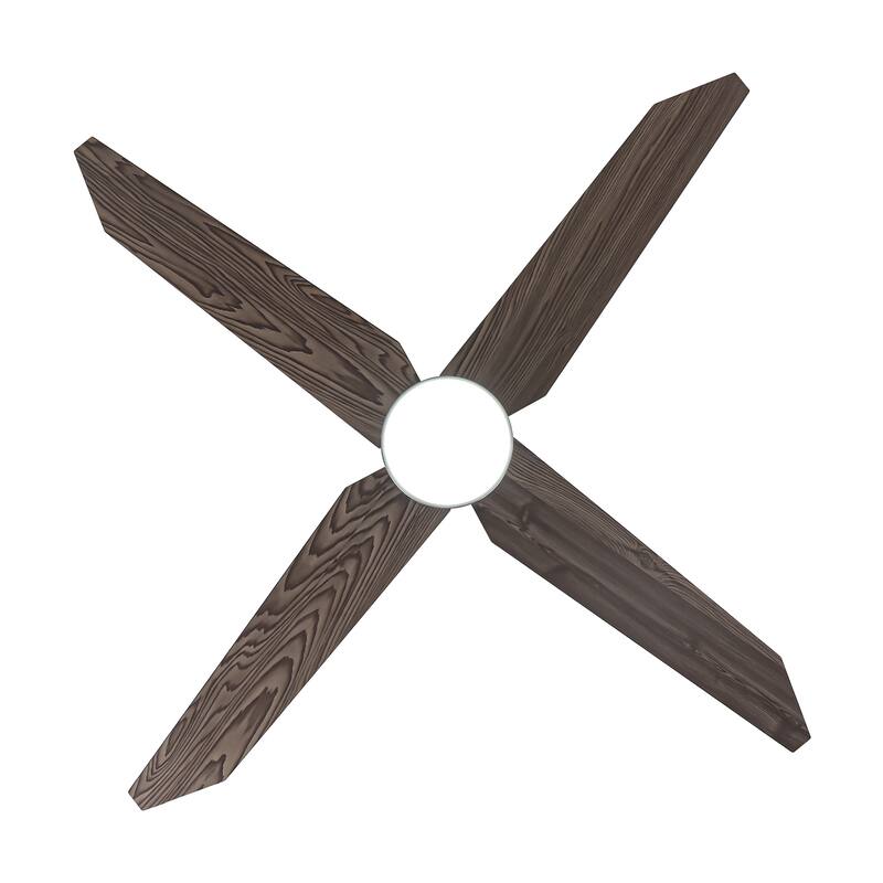 52" Modern Wooden 4-blade Brushed Nickel Ceiling Fan with Light and Remote