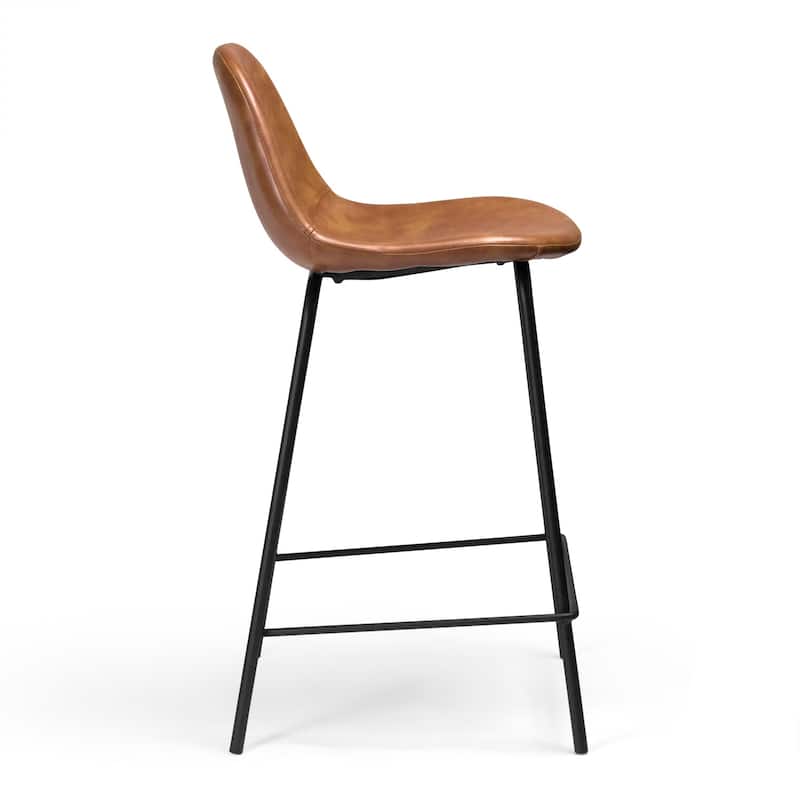 Maxine Vegan Leather Counter Height Stools Black Legs (Set of 2)