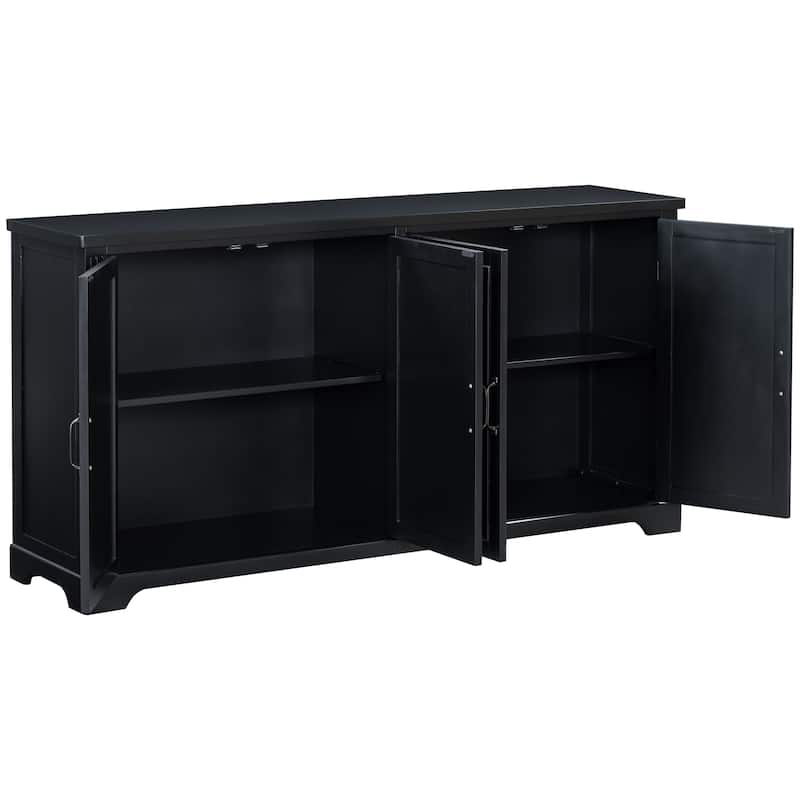 Farmhouse Style Wooden Sideboard with Pine Doors and Legs