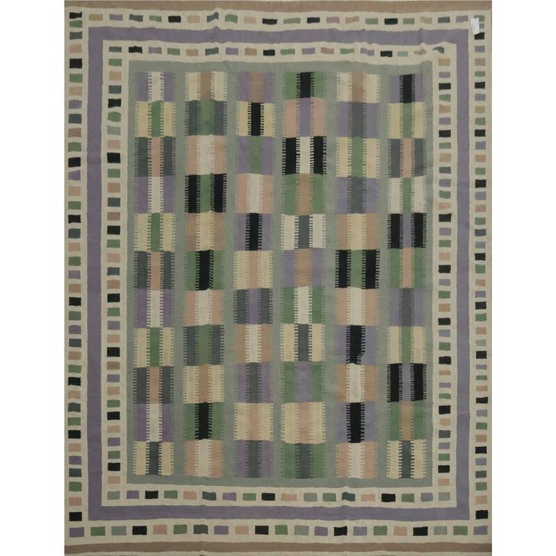 Hand Woven Oriental 100% Wool Carpet Southwestern Geometric Multi-Colored Kilim Area Rug - 10' 0'' X 9' 9''