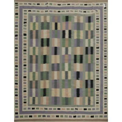 Hand Woven Oriental 100% Wool Carpet Southwestern Geometric Multi-Colored Kilim Area Rug - 10' 0'' X 9' 9''