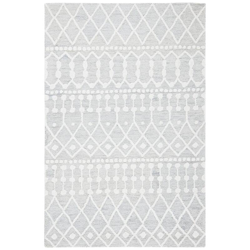 SAFAVIEH Handmade Blossom Orit Moroccan Wool Rug - 3' x 5' - Silver/Ivory