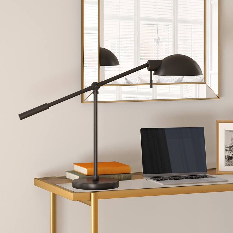 Dexter 23.25" Tall Boom Arm Table Lamp with Metal Shade - Blackened Bronze