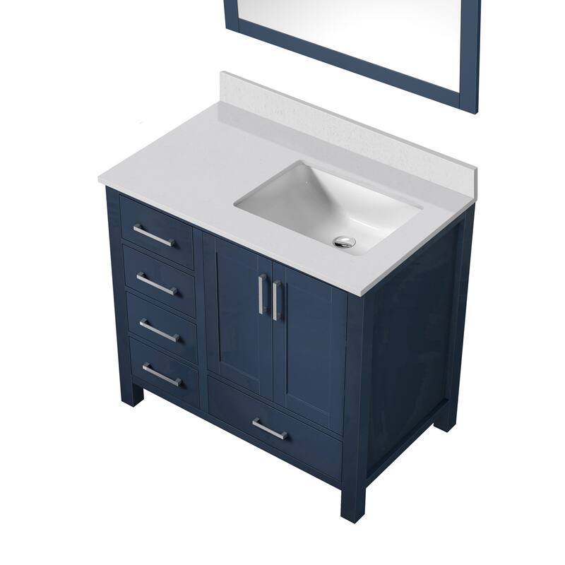 Jacques 36 in. W x 22 in. D Right Offset White Bath Vanity, Cultured Marble Top, and 34 in. Mirror
