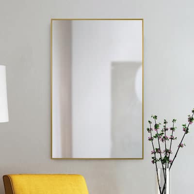 Renwil Raydon Satin brass Rectangular Wall Mirror - Clear - Large