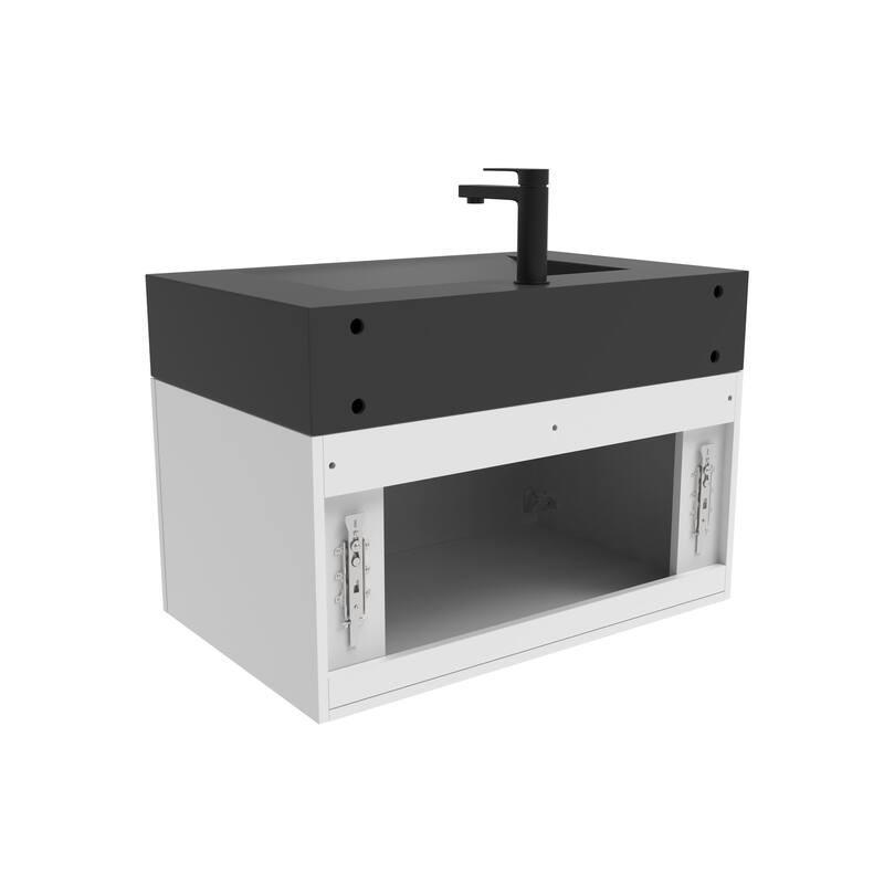 Nile 30-Inch Wall Mounted Bathroom Vanity Set w/ Black Top
