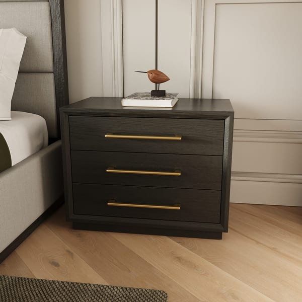Modrest Manhattan Contemporary Grey and Gold Nightstand - Bed Bath ...