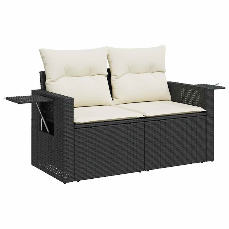 vidaXL Patio Sofa Set with Cushions Outdoor Conversation Furniture Poly Rattan