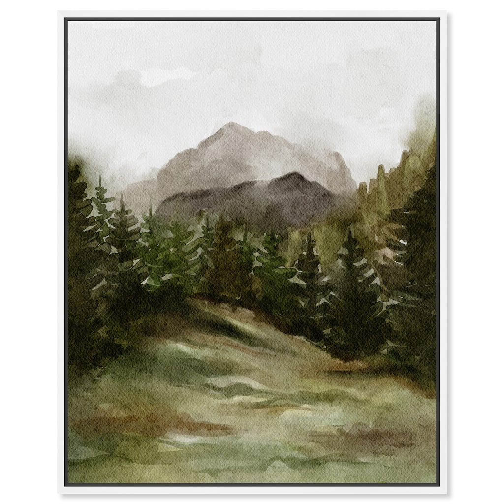 Art Remedy April Woodland Framed Landscape 1 Piece Canvas Wall Art Watercolor Style