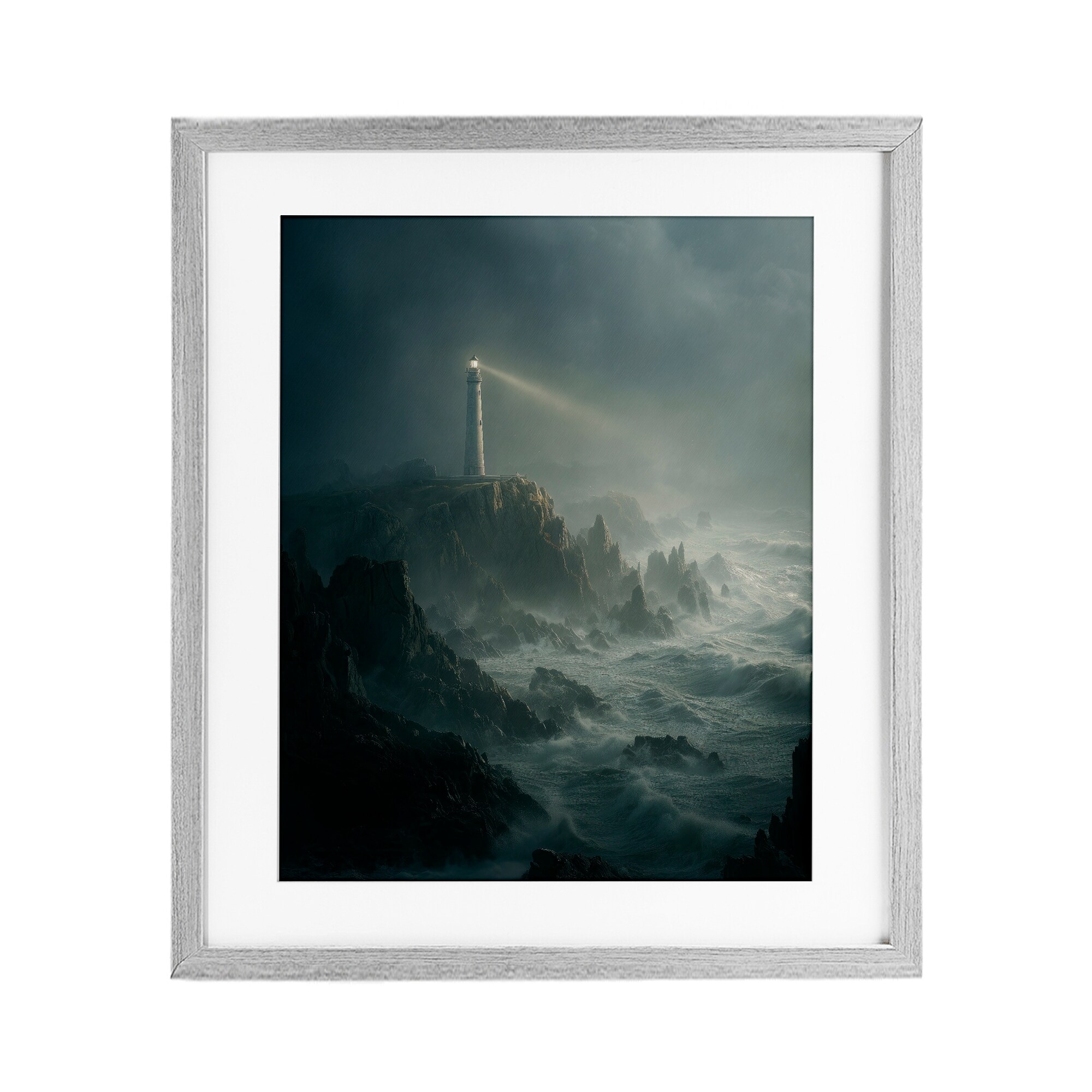 Stupell Lighthouse and Stormy Cliff Under Glass Framed Design By Ziwei Li