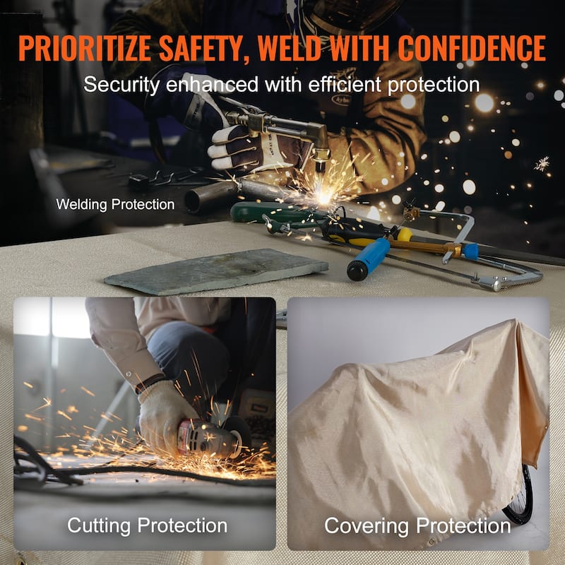 Welding Blanket 2 Pack, 6FT x 8FT Heat Treated Welding Blanket, Up To 998°F Heat Resistant Blanket Set - 6FT x 8FT