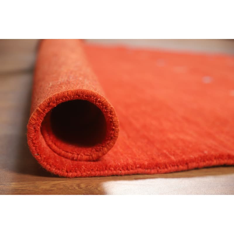 Hand Knotted Oriental 100% Wool Carpet Tribal Animal Pictorial Oranges & Rust Gabbeh Area Rug - 6' 6'' X 6' 6''