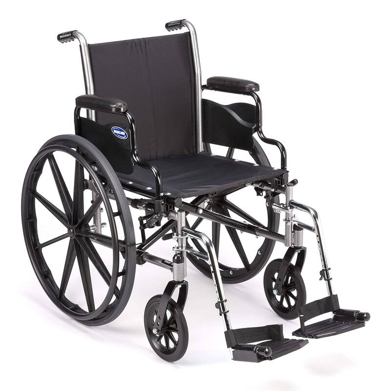 Invacare Wheelchair Legrest with Heel Loops, Swing-Away Design & Flip-Up Aluminum Footplate - Black