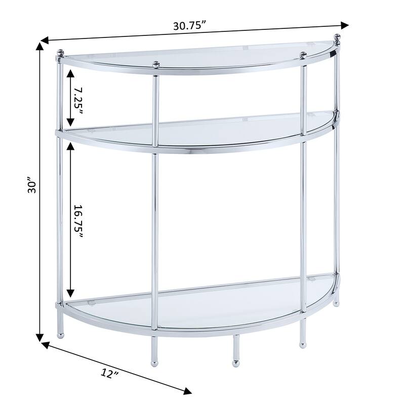 Convenience Concepts Royal Crest 3 Tier Half-Circle Glass Entryway Table