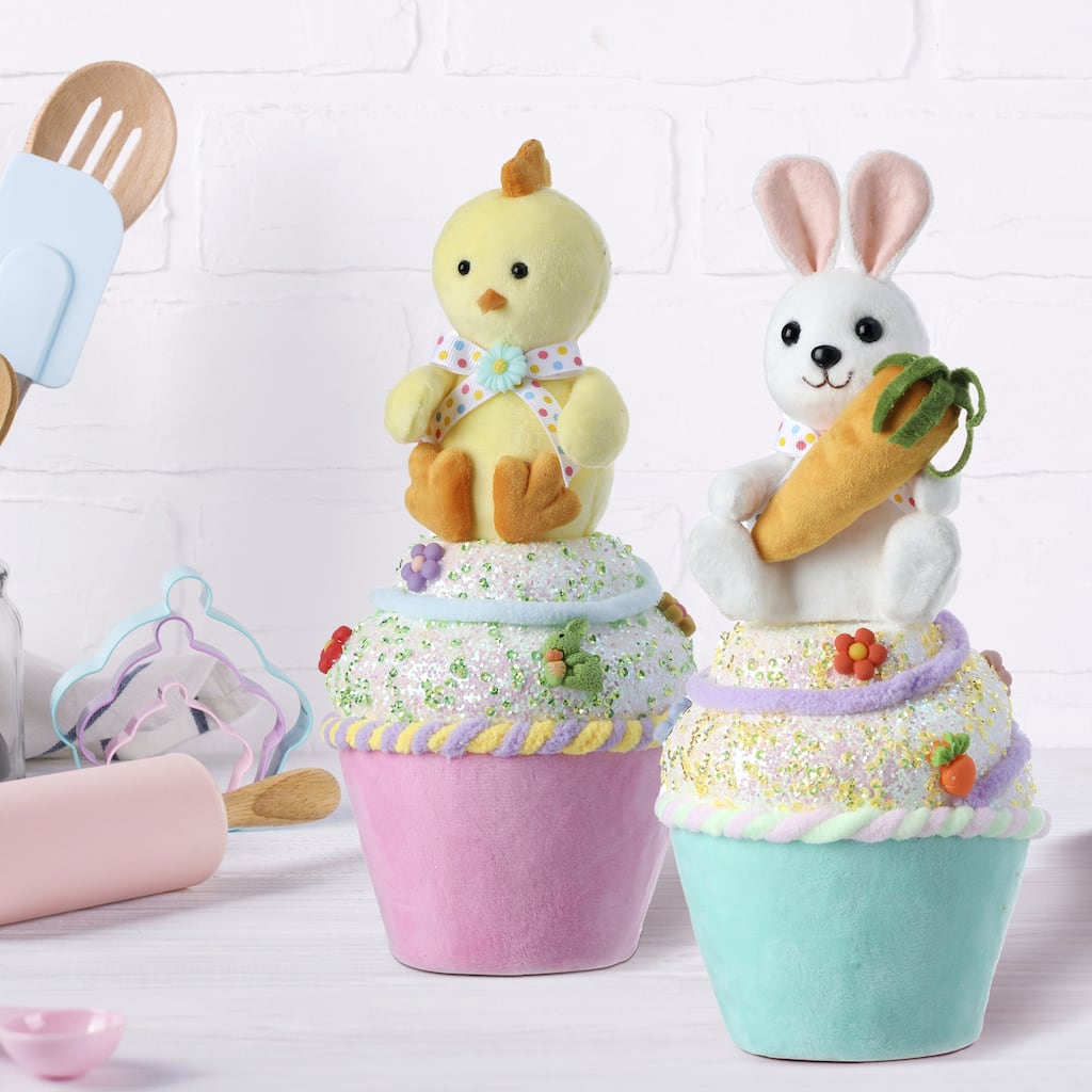 Styrofoam Bunny With Chick Cupcake 10.5" Set of 2 - 4.53