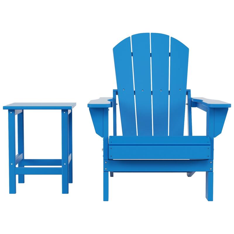 POLYTRENDS Laguna All Weather Poly Outdoor Patio Adirondack Chair - with Round Side Table (2-Piece)