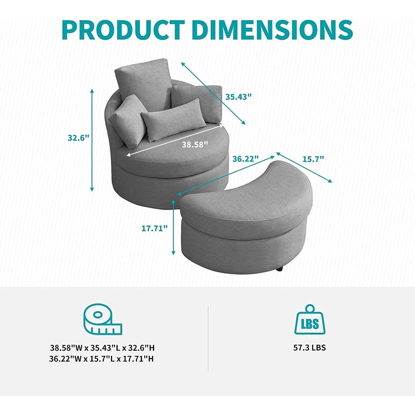 Mixoy Accent Swivel Chair Sofa with Half Moon Storage Ottoman Swivel Barrel Couch With Futon Pillows Bed Bath Beyond 37043503