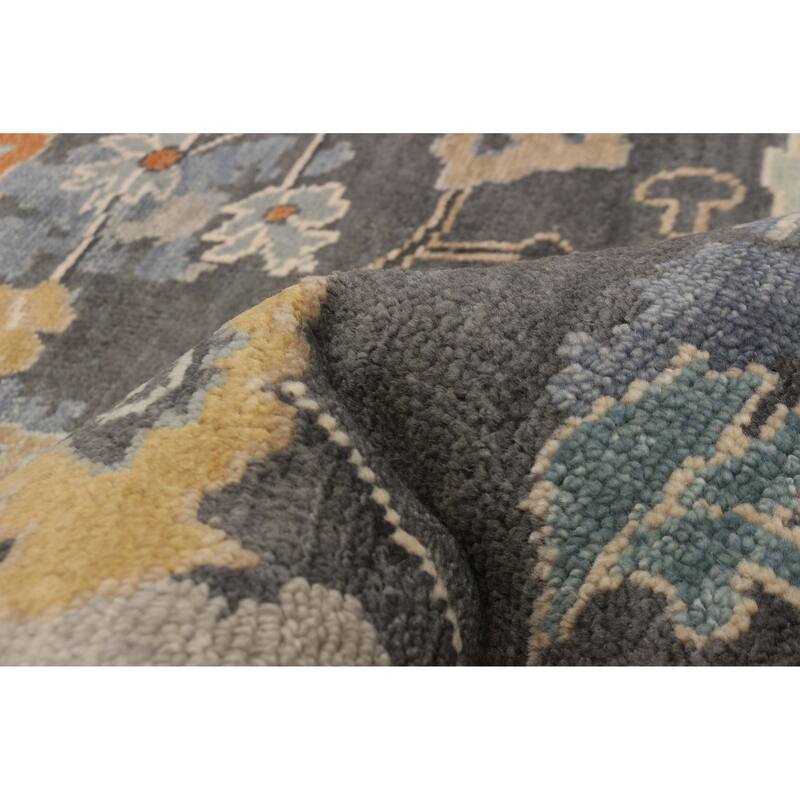 ECARPETGALLERY Hand-knotted Modern Oushak Dark Grey Wool Rug - 8'2 x 9'11