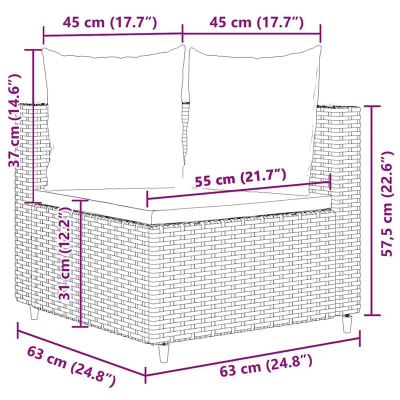 vidaXL Patio Sofa Set with Cushions Lounge Setting Outdoor Furniture Poly Rattan - 9.8 x 9.8 x 8.9