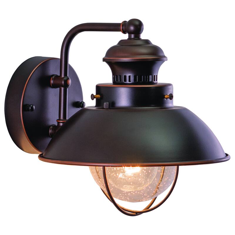 Harwich 1 Light Bronze Coastal Barn Dome Outdoor Wall Lantern Clear Glass - 8-in W x 8-in H x 9.25-in D
