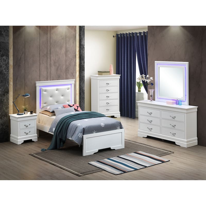 Lorana Twin Panel Beds - Silver Champagne