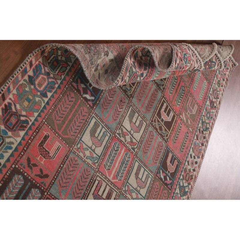 Hand Knotted Oriental 100% Wool Carpet Traditional All-Over Pink Bakhtiari Area Rug - 9' 3'' X 4' 8''